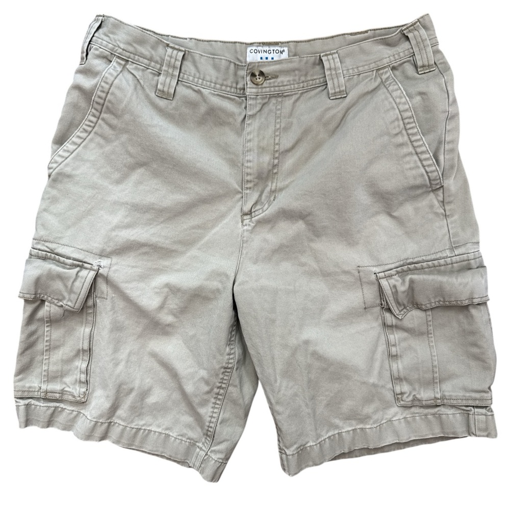 Vintage Covington Men’s Cargo Shorts Size 34 Side Pockets Beige Y2K Skater